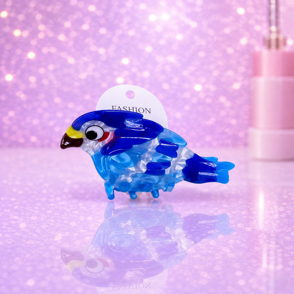 Vidi Cute Sparrow Hair Clip (Blue, Acrylic)