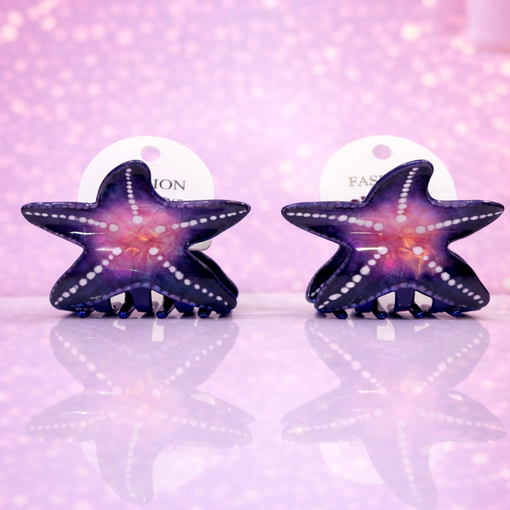 Ocean Inspired Starfish Hair Claw Clip with Glossy Finish and Strong Hold