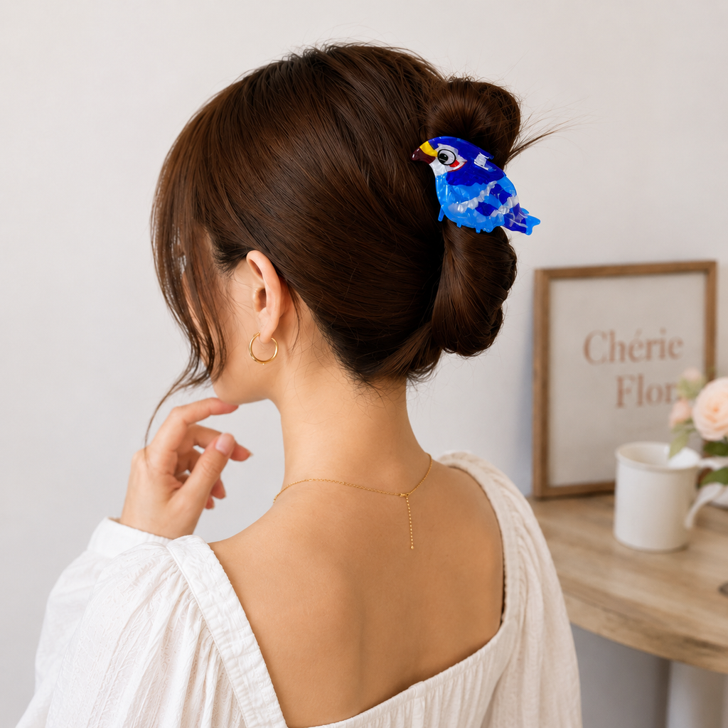Vidi Cute Sparrow Hair Clip (Blue, Acrylic)