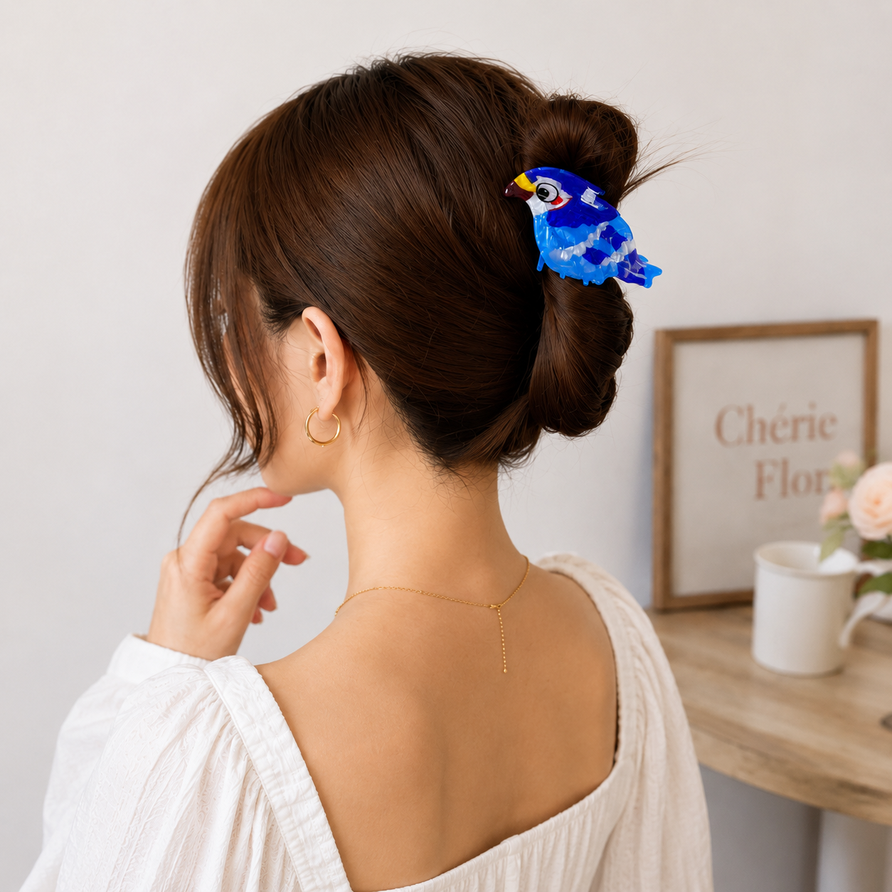 Vidi Cute Sparrow Hair Clip (Blue, Acrylic)