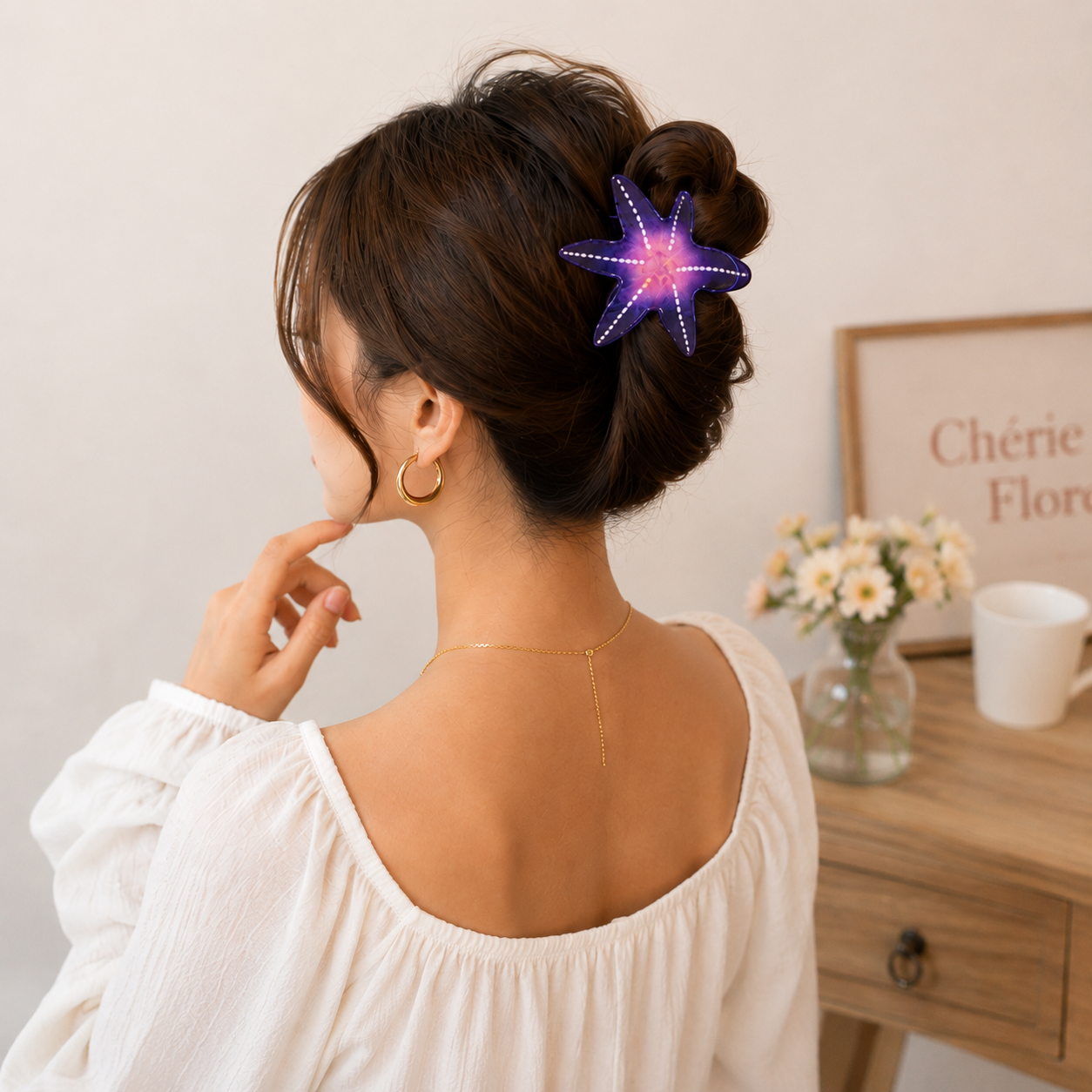 Ocean Inspired Starfish Hair Claw Clip with Glossy Finish and Strong Hold