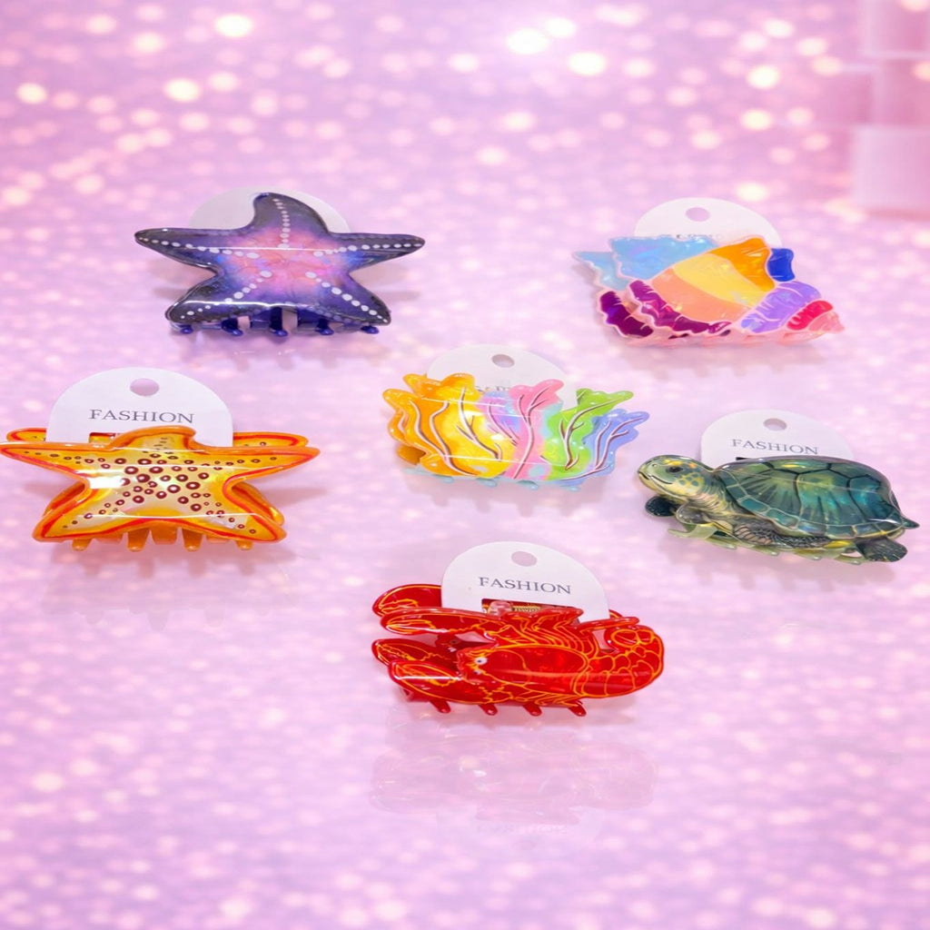 Ocean Inspired Starfish Hair Claw Clip with Glossy Finish and Strong Hold