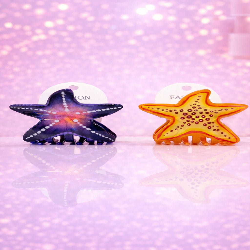 Ocean Inspired Starfish Hair Claw Clip with Glossy Finish and Strong Hold