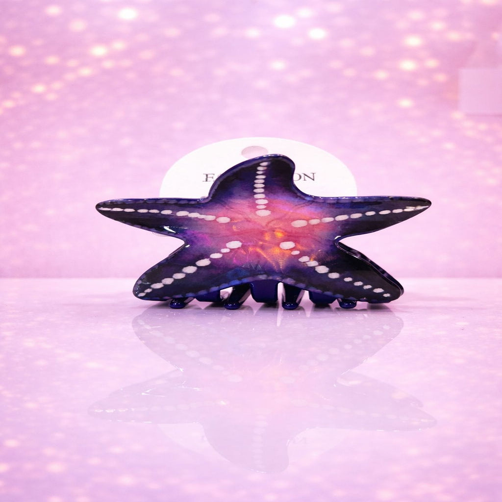 Ocean Inspired Starfish Hair Claw Clip with Glossy Finish and Strong Hold