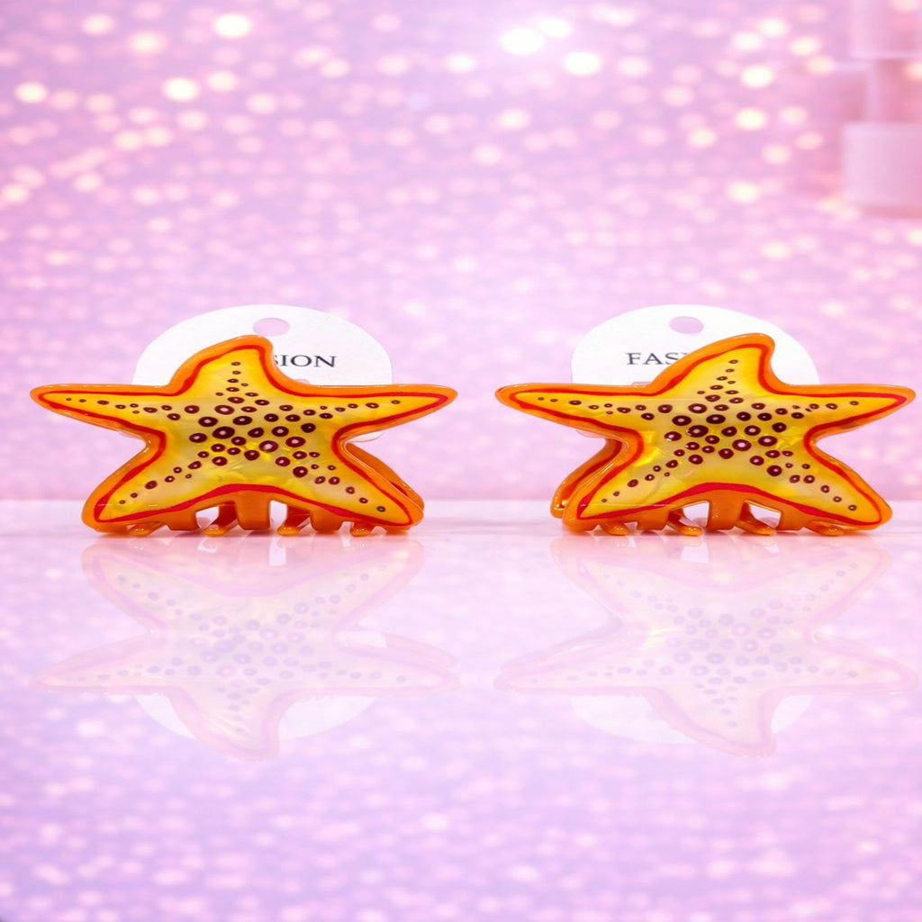 Vibrant Starfish Hair Claw Clip with Glossy Finish and Strong Hold