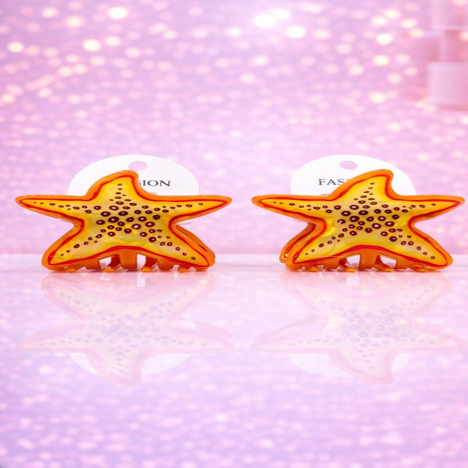 Vibrant Starfish Hair Claw Clip with Glossy Finish and Strong Hold