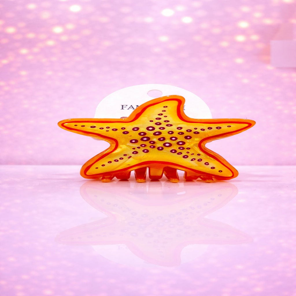 Vibrant Starfish Hair Claw Clip with Glossy Finish and Strong Hold