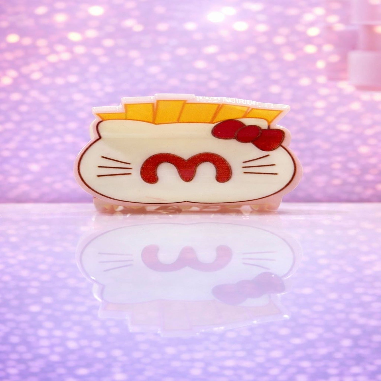 Cute Cartoon Cat Hair Claw Clip with Glossy Finish and Strong Hold