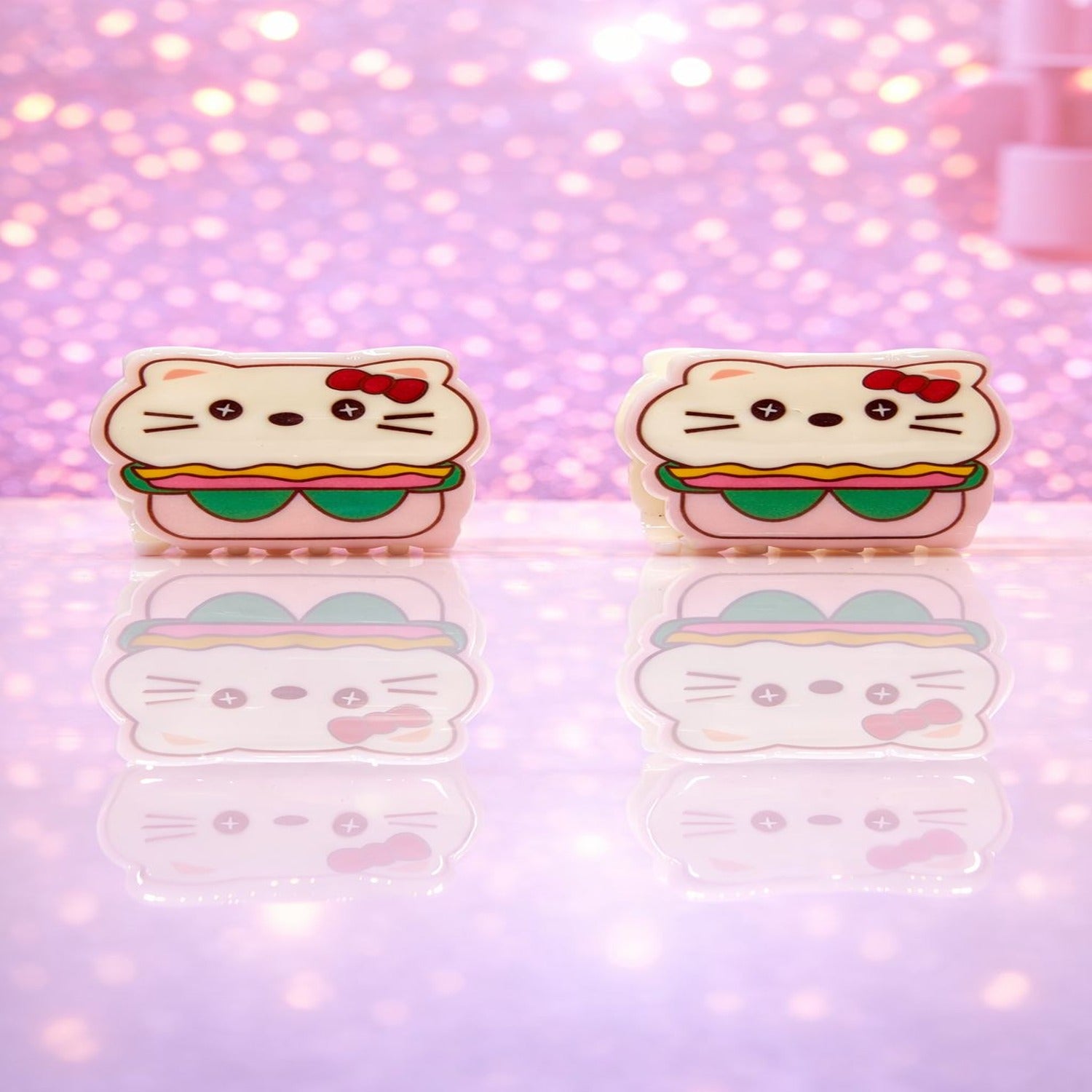Cute Cat Burger Hair Claw Clip with Glossy Finish and Strong Hold