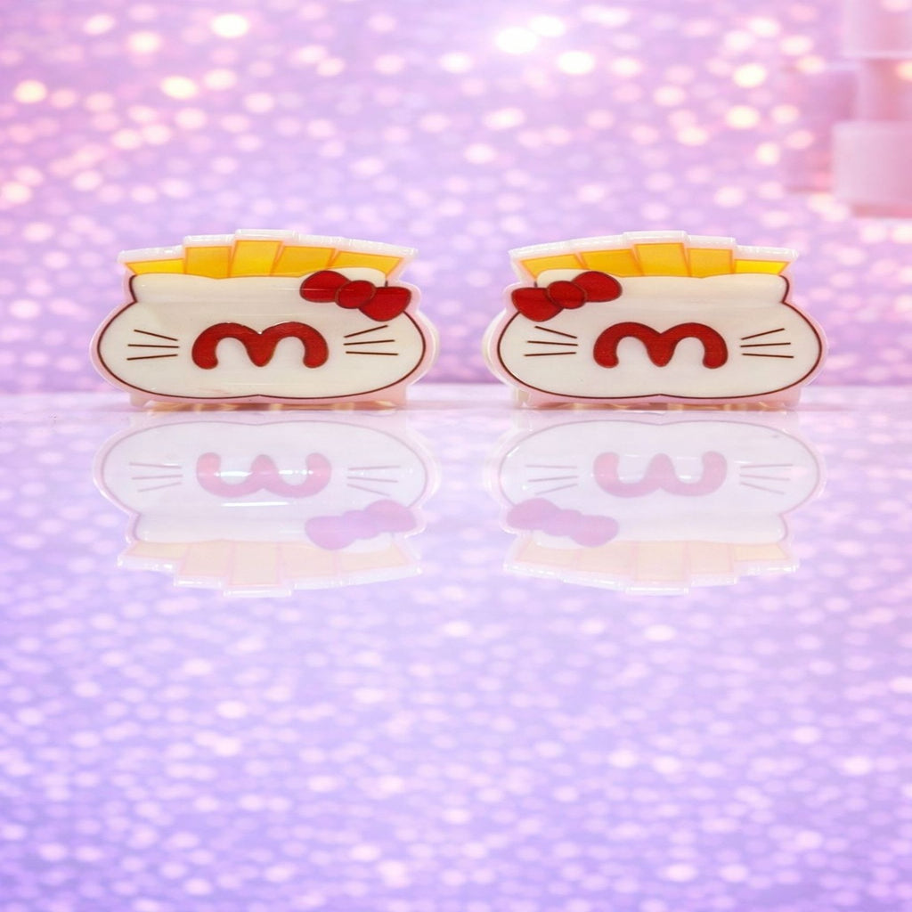 Cute Cartoon Cat Hair Claw Clip with Glossy Finish and Strong Hold