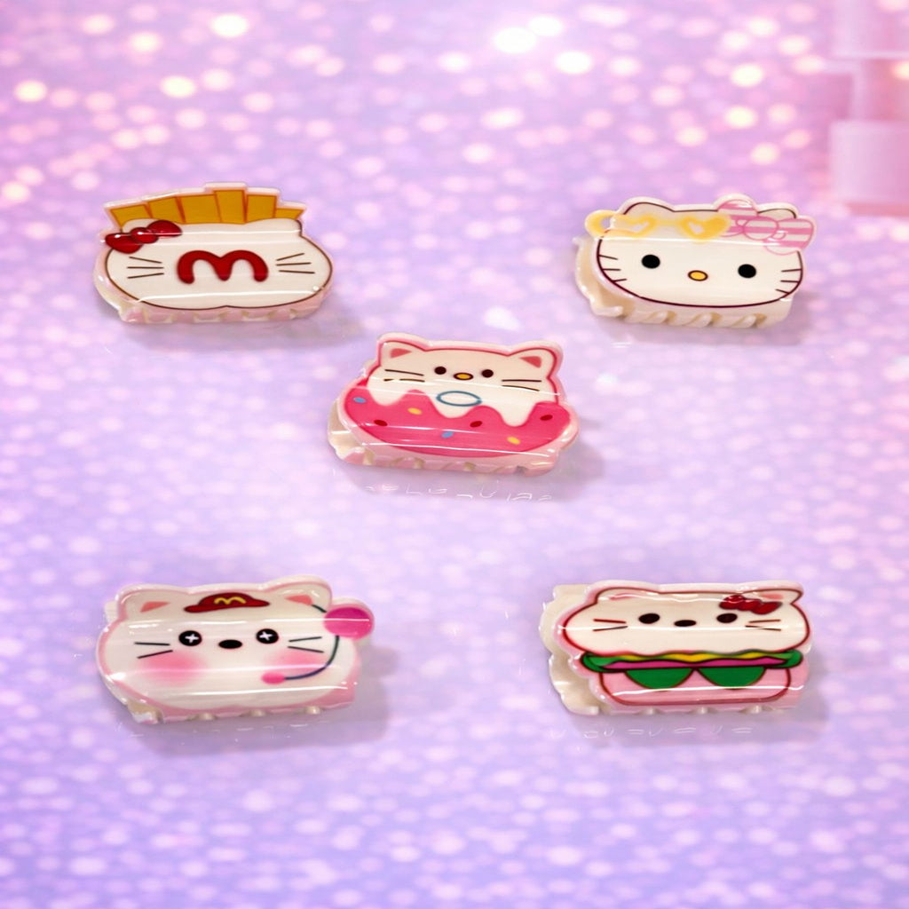 Cute Cartoon Cat Hair Claw Clip with Glossy Finish and Strong Hold