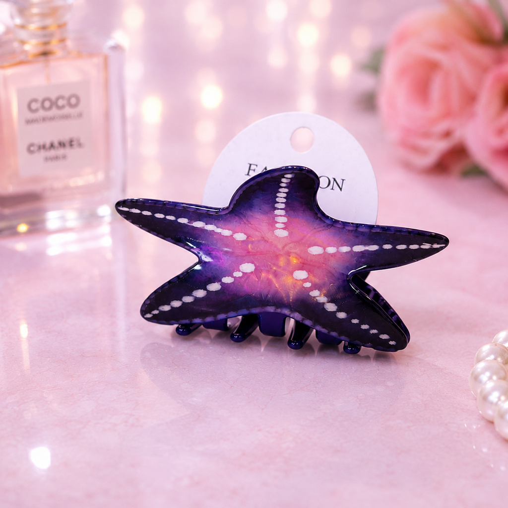 Ocean Inspired Starfish Hair Claw Clip with Glossy Finish and Strong Hold