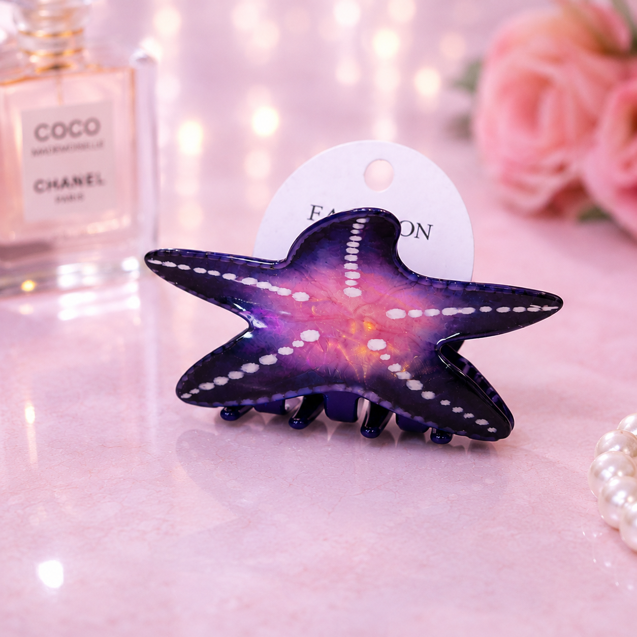 Ocean Inspired Starfish Hair Claw Clip with Glossy Finish and Strong Hold