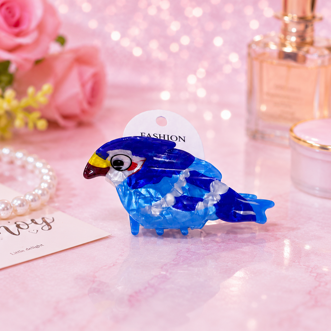 Vidi Cute Sparrow Hair Clip (Blue, Acrylic)