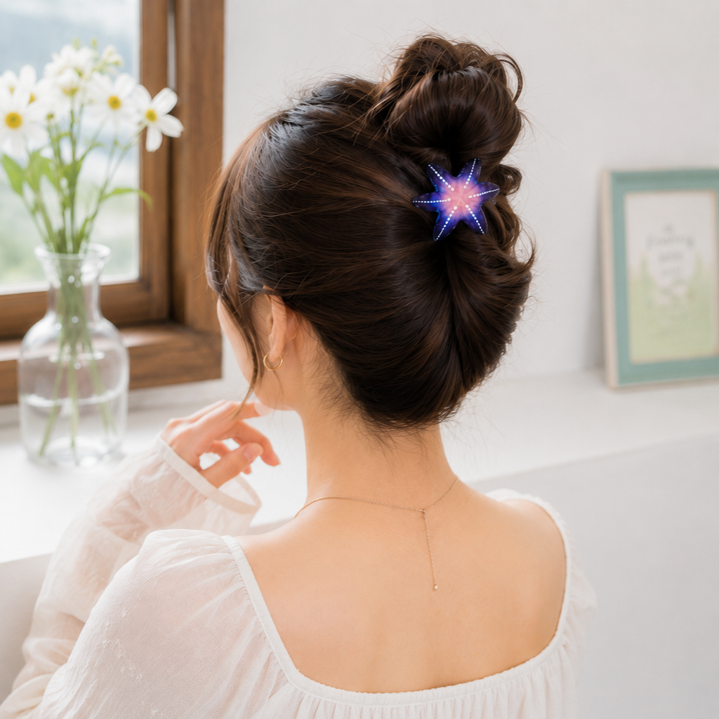Ocean Inspired Starfish Hair Claw Clip with Glossy Finish and Strong Hold